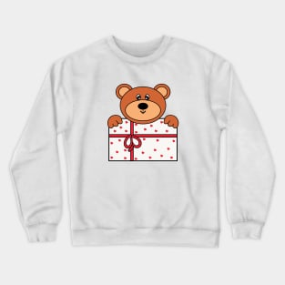 Christmas Bear With Xmas Gift Crewneck Sweatshirt